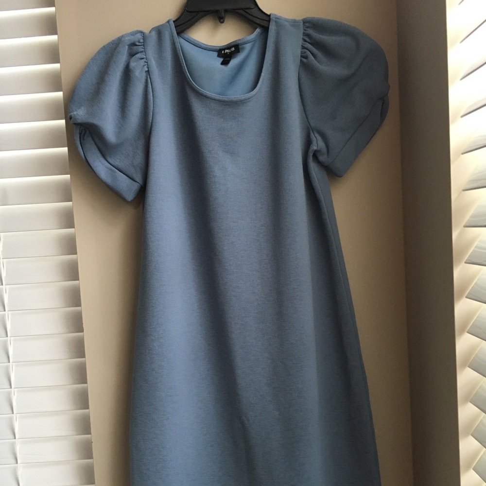 Express Blue Puff-Sleeve Mini Dress
